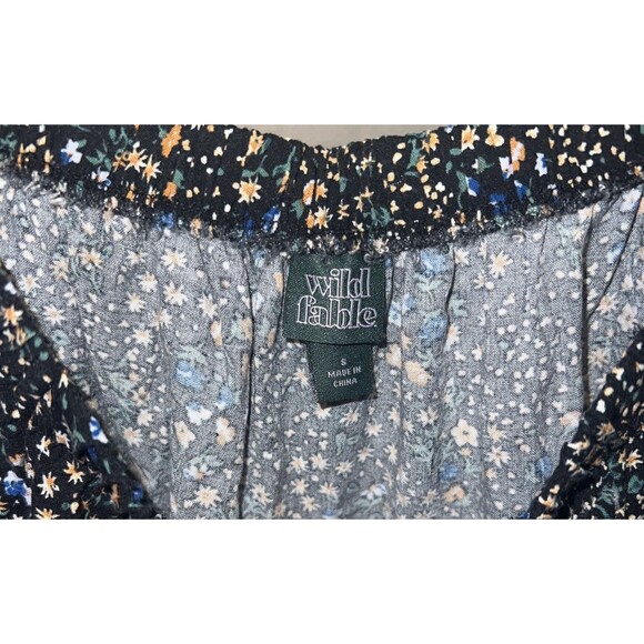 Wild Fable Dress Women's Small Puff Short Sleeve Tiered Printed Mini - Picture 2 of 5